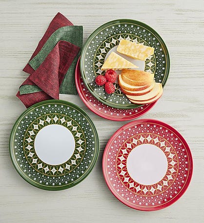 Mid-Century Modern Holiday Appetizer Plates - Set of 4